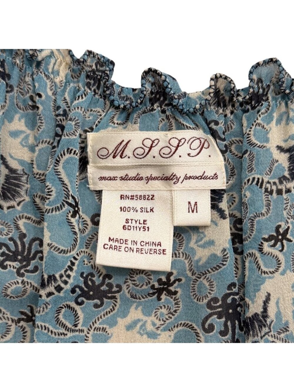 Vtg M.S.S.P Womens Size M Silk Dress Blue Floral Cottage Slip-Dress Y2K - Picture 4 of 7